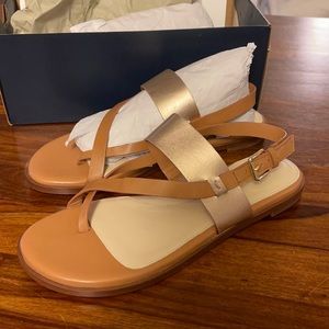 Cole Haan size 8.5 Anica Thong tan sandals with buckle NWT (box included)